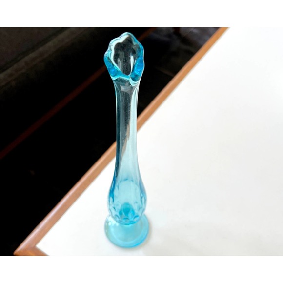 Vintage Ice Blue Footed Viking Vase. 9.5" Tall - Picture 8 of 10